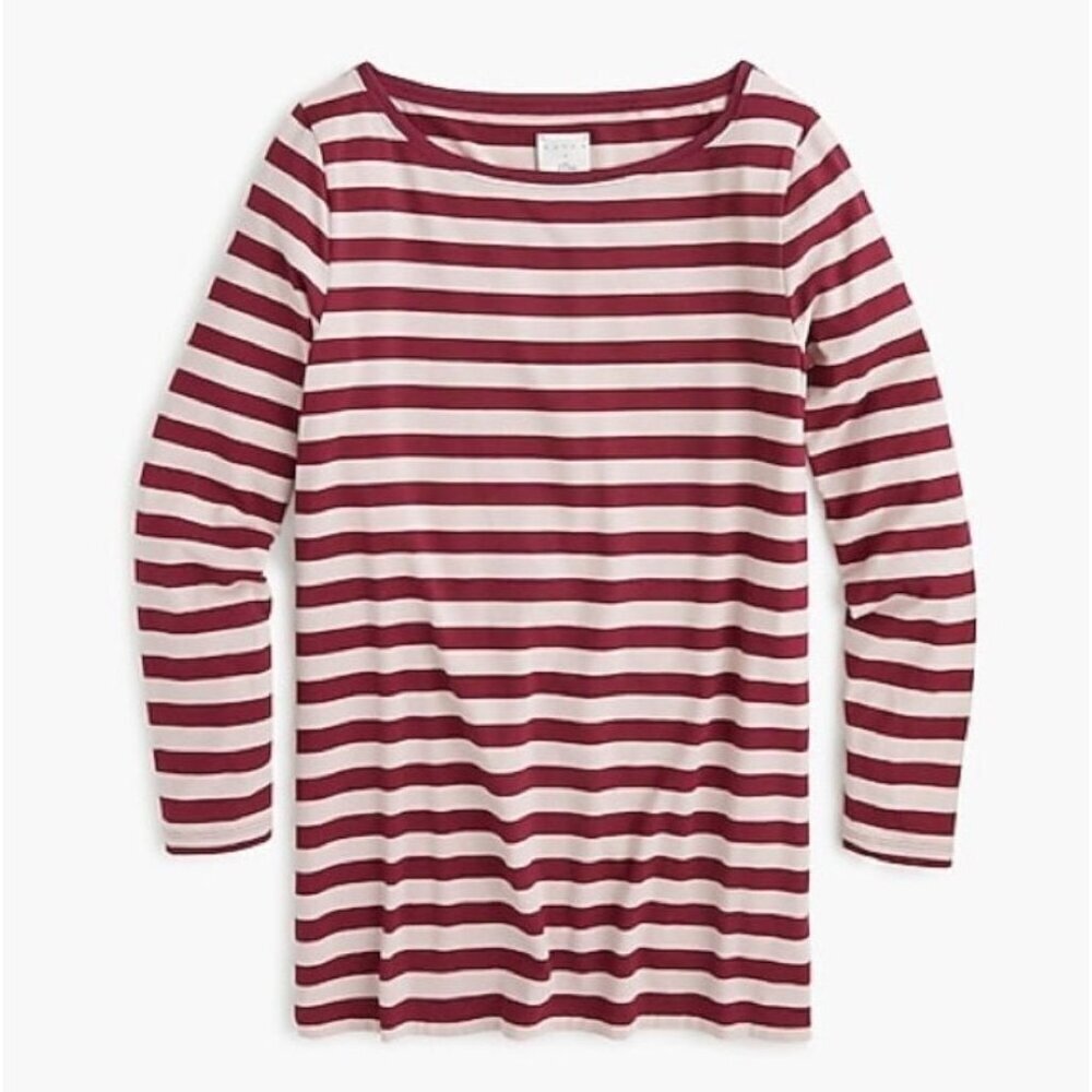 Hatch x J Crew Striped Boatneck T-shirt in Red AD699 Size 1 S-M